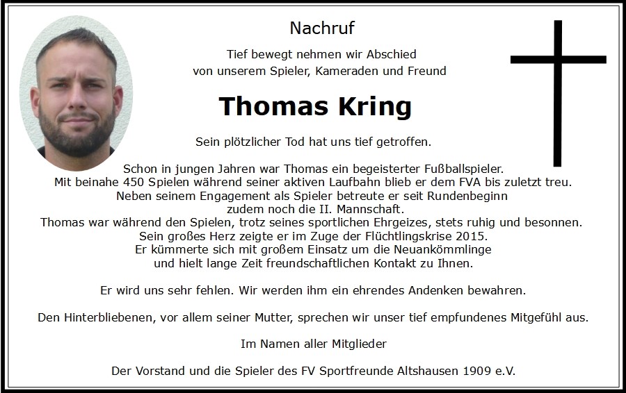 Nachruf Thomas Kring