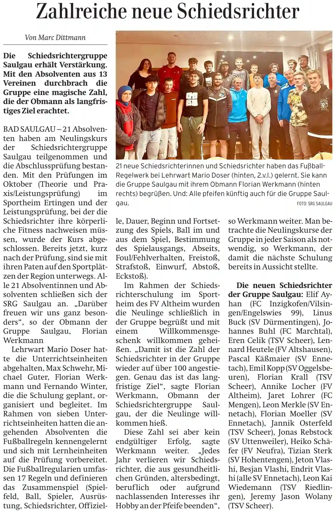 Schiedsrichterneuling Lennard Heutele